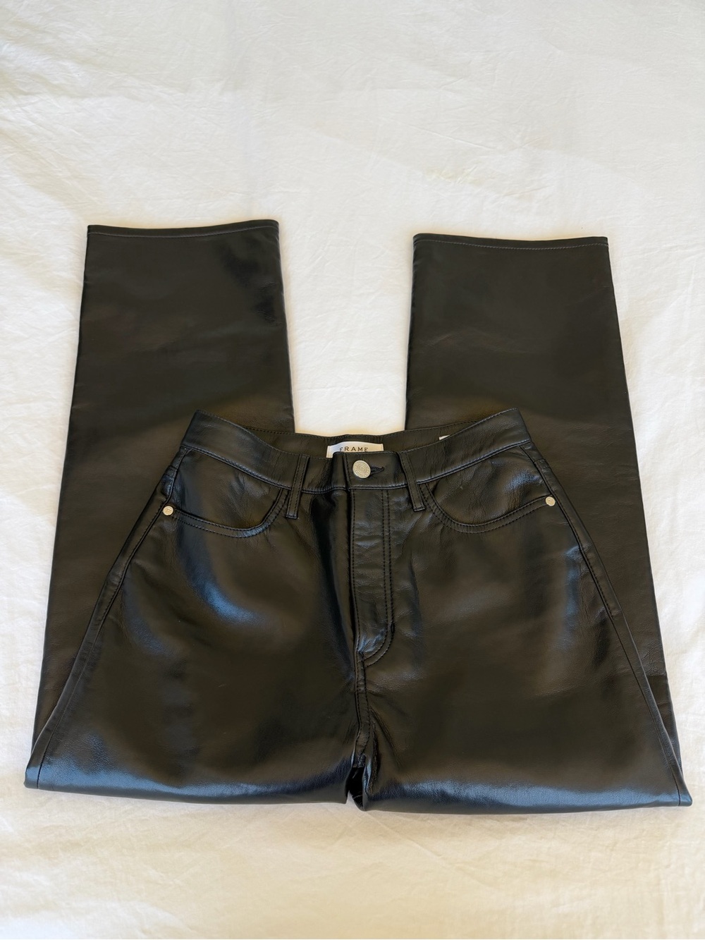 FRAME Denim Black Leather Pants - Picture 3 of 7